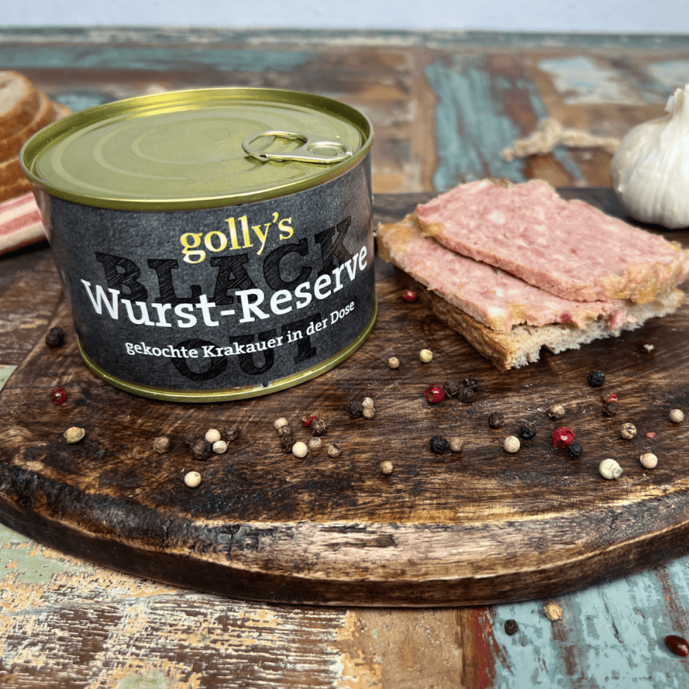 Wurst Reserve - gekochte Krakauer in der Dose