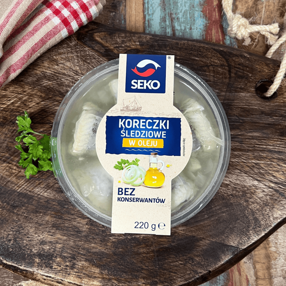 Koreczki śledziowe w oleju // Hering-Häppchen in Öl 220g - Seko