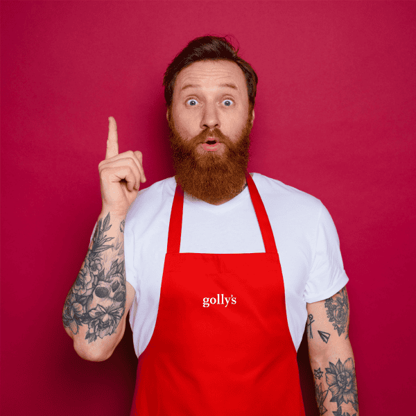 Kochschürze mit Brust-Innentasche und gesticktem golly's-Logo