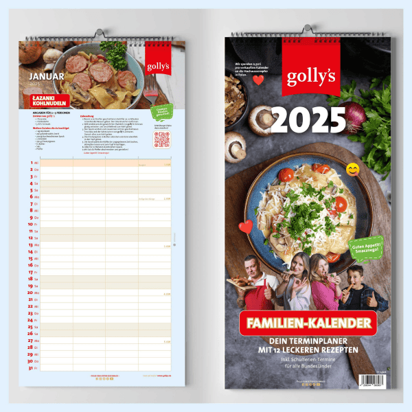 golly's Kalender 2026 (mit leckeren Rezepten & Familienplaner)