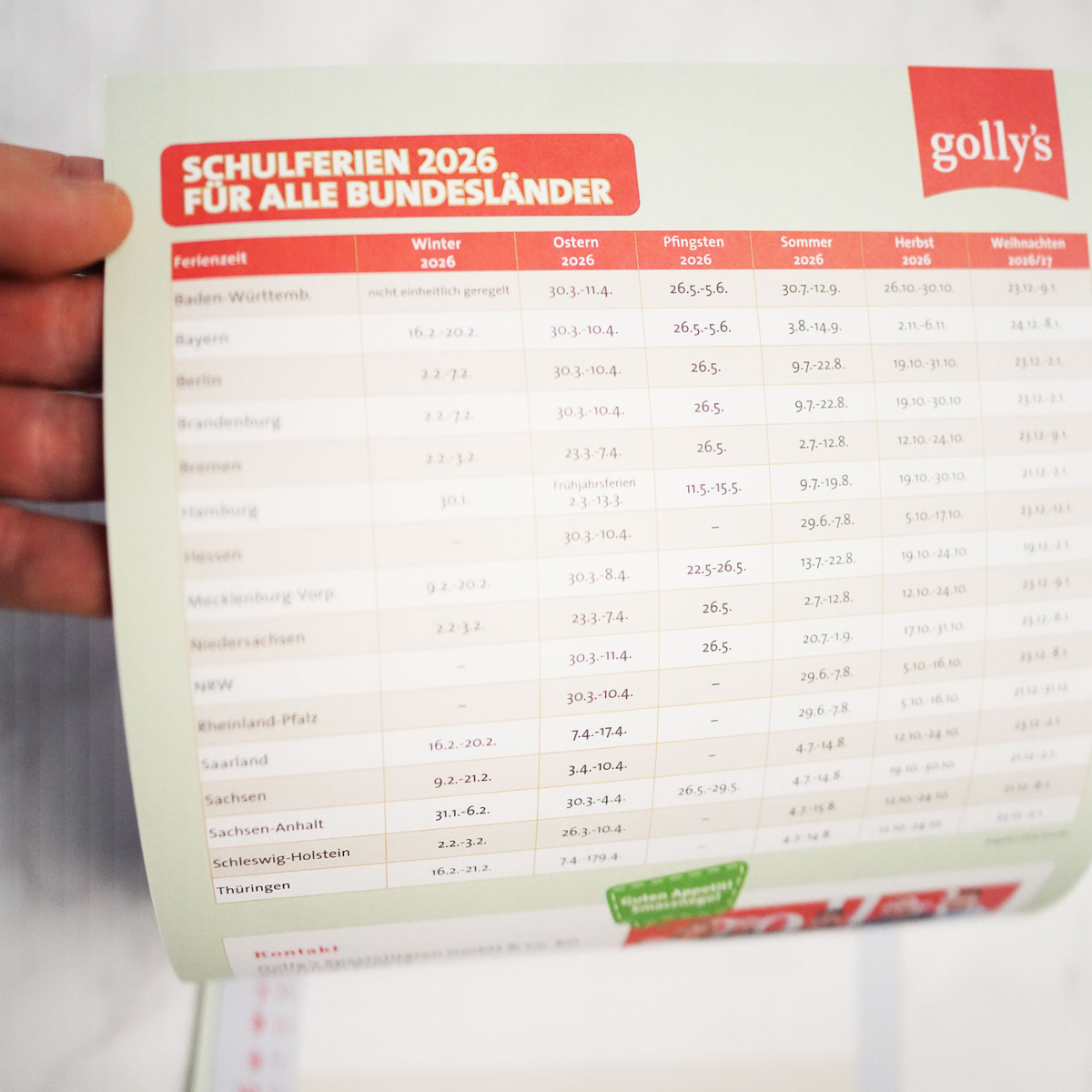 golly's Kalender 2026 (mit leckeren Rezepten & Familienplaner) – Bild 4